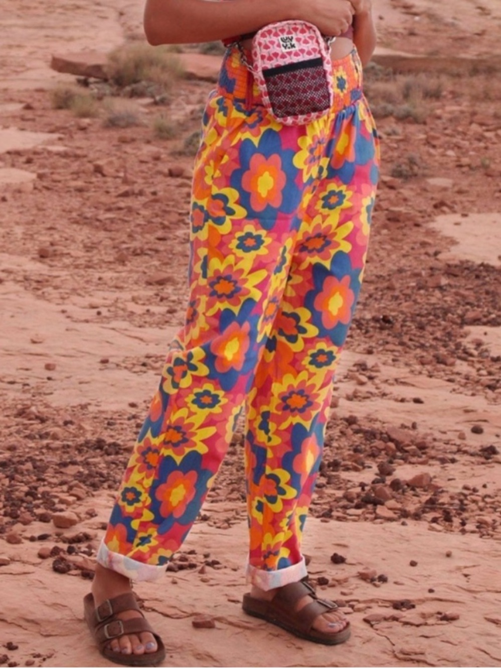 Lucy & Yak Kia Trousers: ORGANIC COTTON Imogen Print Floral High Waist Small